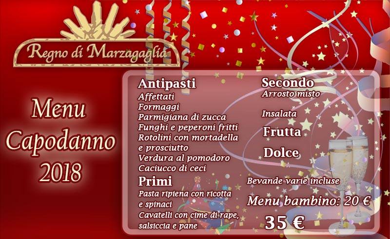 Menu capodanno 2018 Agriturismo Regno di Marzagaglia Gioia del Colle