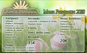 Menu di Pasquetta 2018 all'Agriturismo Regno di Marzagaglia a Gioia del Colle