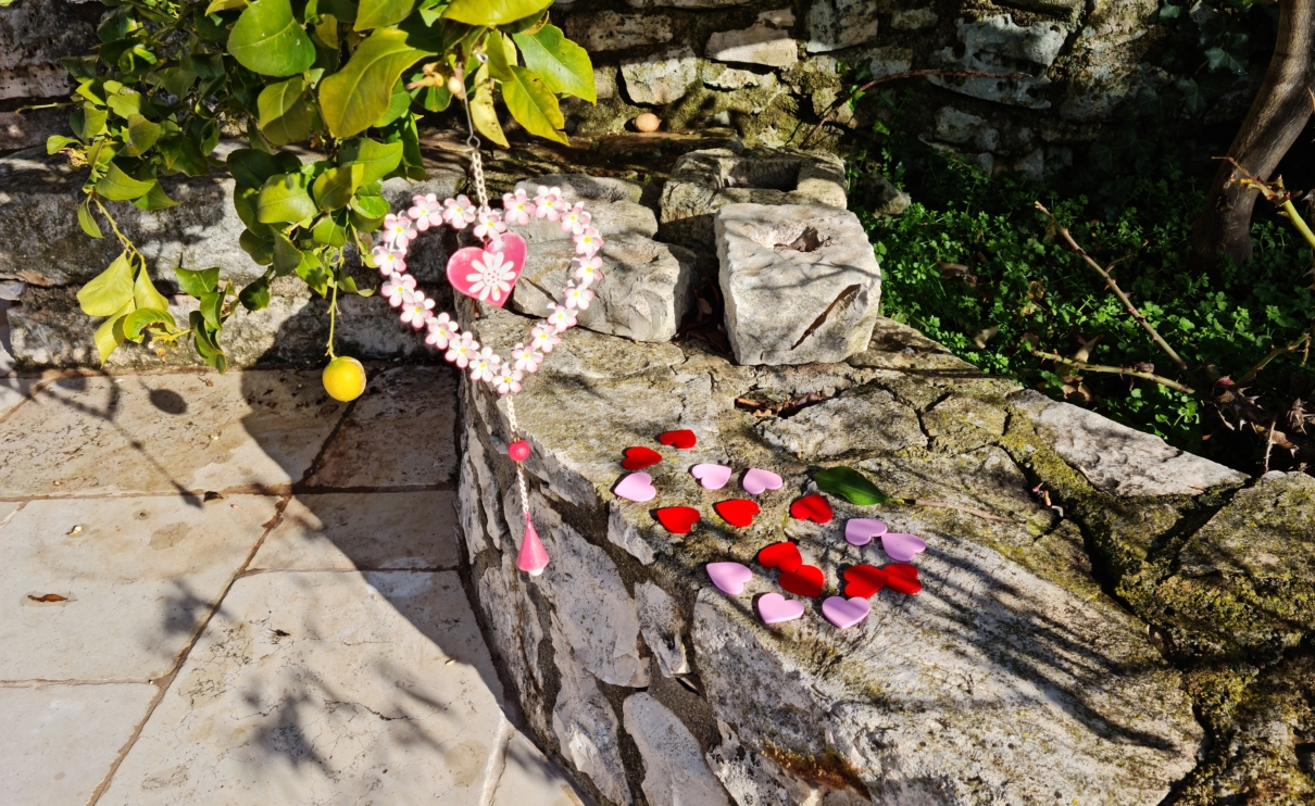 Cuori di San Valentino in giardino